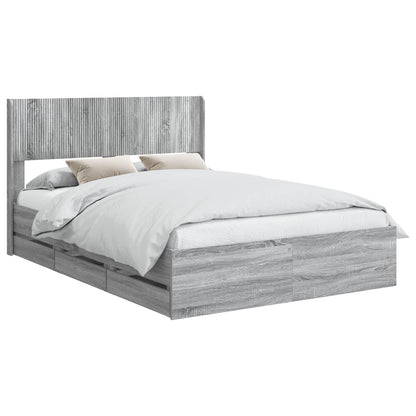 Bed Frame with Storage and Headboard Grey Sonoma 120 x 190 cm