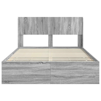 Bed Frame with Storage and Headboard Grey Sonoma 120 x 190 cm