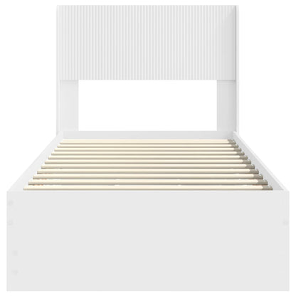 Bed Frame with Storage and Headboard White 100 x 200 cm