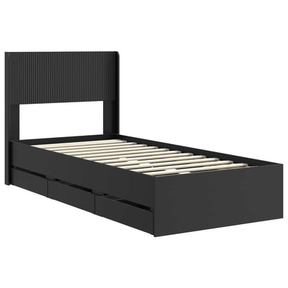 Bed Frame with Storage and Headboard Black 100 x 200 cm
