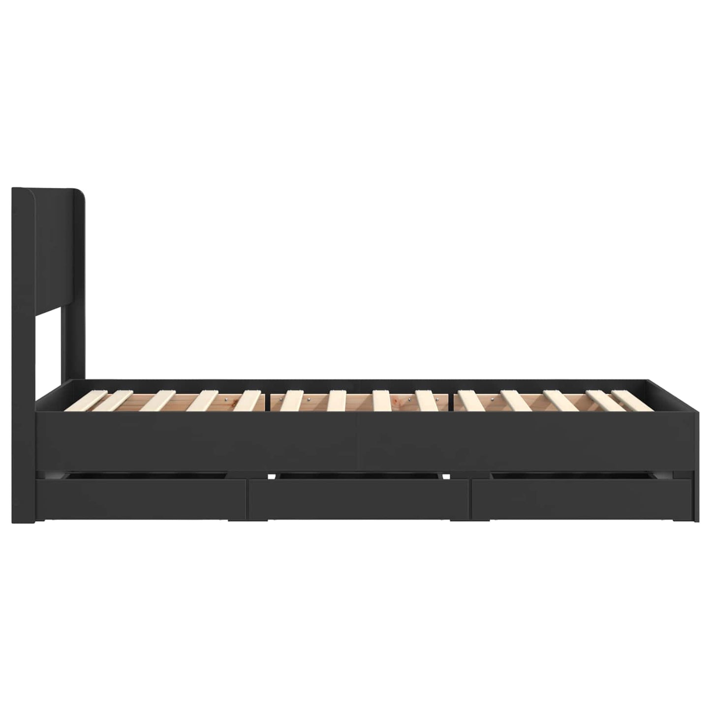 Bed Frame with Storage and Headboard Black 100 x 200 cm