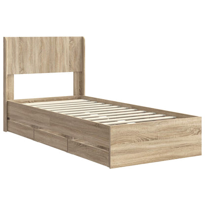 Bed Frame with Storage and Headboard Sonoma Oak 100 x 200 cm