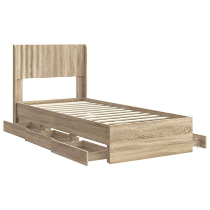 Bed Frame with Storage and Headboard Sonoma Oak 100 x 200 cm