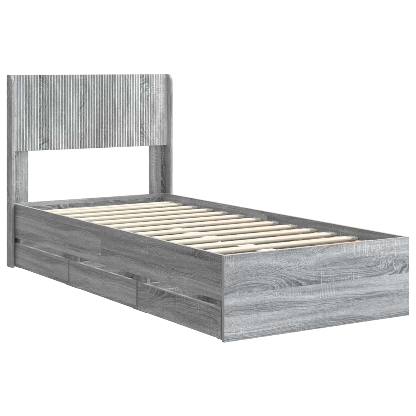 Bed Frame with Storage and Headboard Grey Sonoma 100 x 200 cm