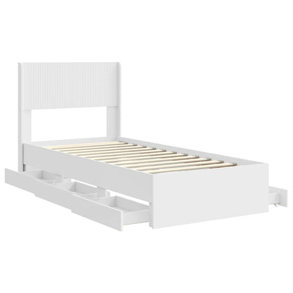 Bed Frame with Storage and Headboard White 90 x 200 cm