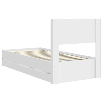 Bed Frame with Storage and Headboard White 90 x 200 cm