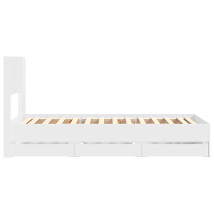 Bed Frame with Storage and Headboard White 90 x 200 cm