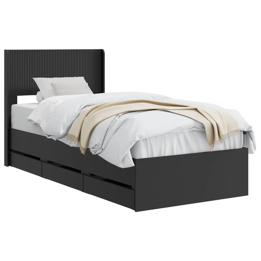 Bed Frame with Storage and Headboard Black 90 x 200 cm