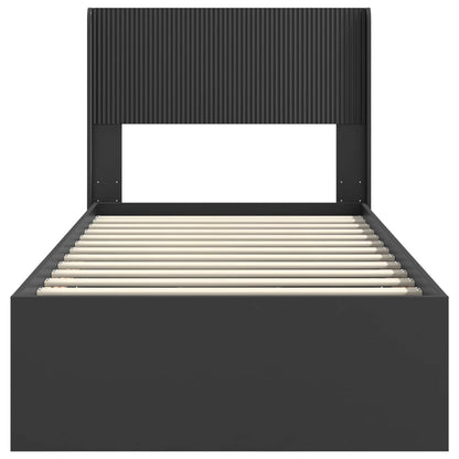 Bed Frame with Storage and Headboard Black 90 x 200 cm