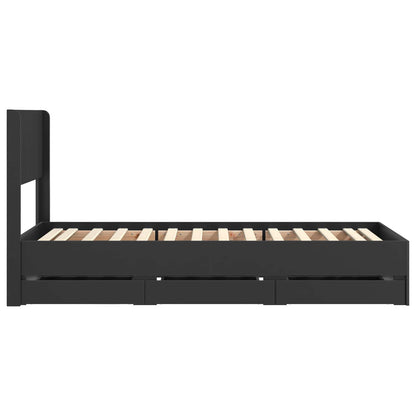 Bed Frame with Storage and Headboard Black 90 x 200 cm