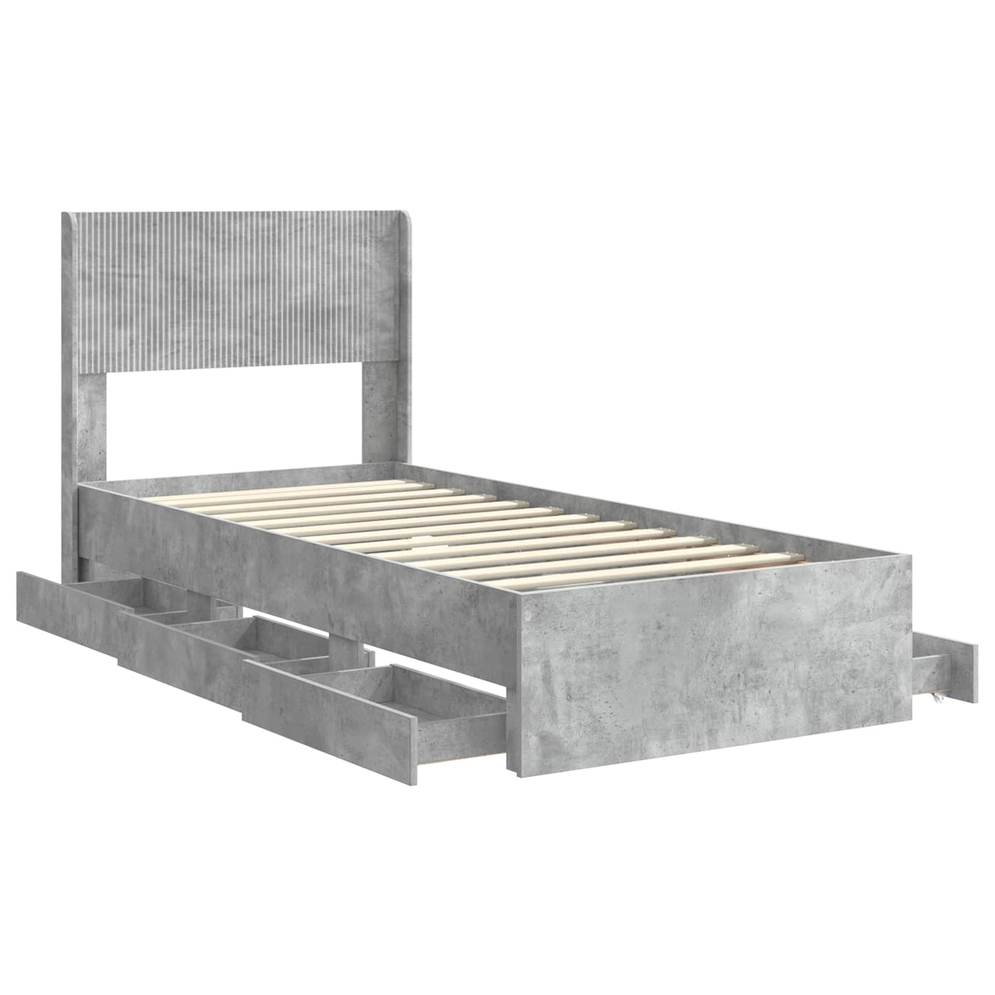 Bed Frame with Storage and Headboard Concrete Grey 90 x 200 cm