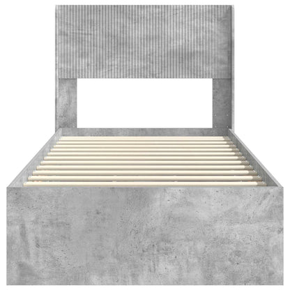 Bed Frame with Storage and Headboard Concrete Grey 90 x 200 cm