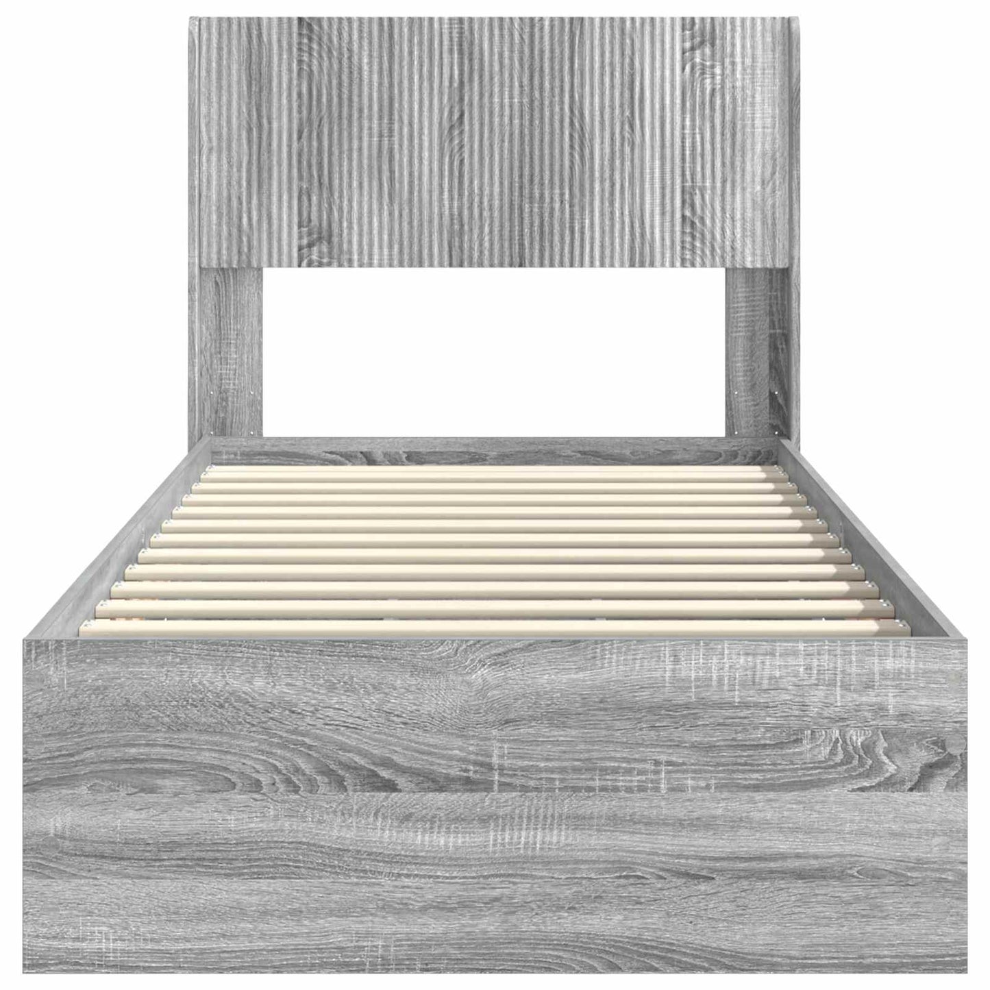 Bed Frame with Storage and Headboard Grey Sonoma 90 x 200 cm