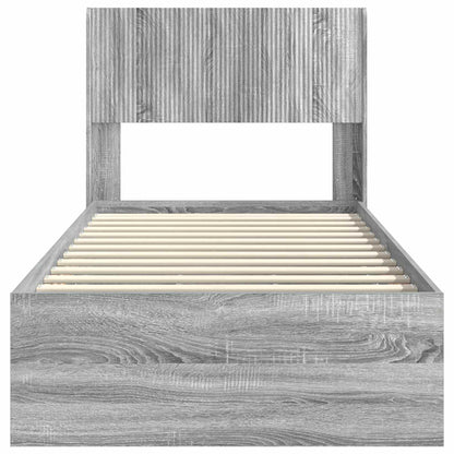 Bed Frame with Storage and Headboard Grey Sonoma 90 x 200 cm