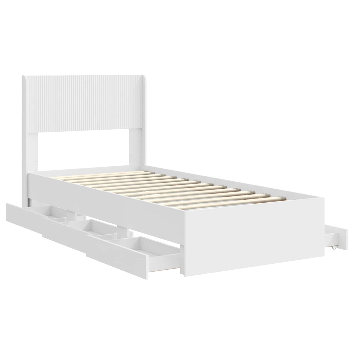 Bed Frame with Storage and Headboard White 90 x 190 cm