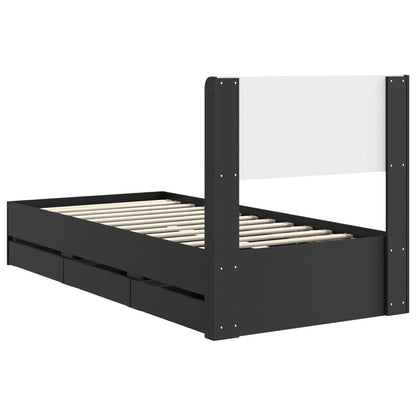 Bed Frame with Storage and Headboard Black 90 x 190 cm