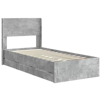 Bed Frame with Storage and Headboard Concrete Grey 90 x 190 cm