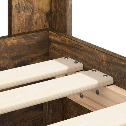 Bed Frame with Storage and Headboard Smoked Oak 90 x 190 cm