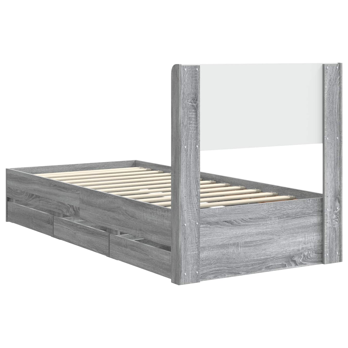 Bed Frame with Storage and Headboard Grey Sonoma 90 x 190 cm