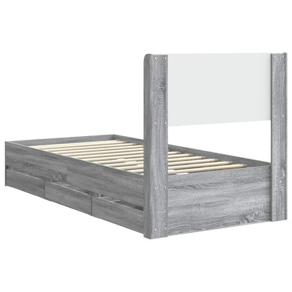 Bed Frame with Storage and Headboard Grey Sonoma 90 x 190 cm