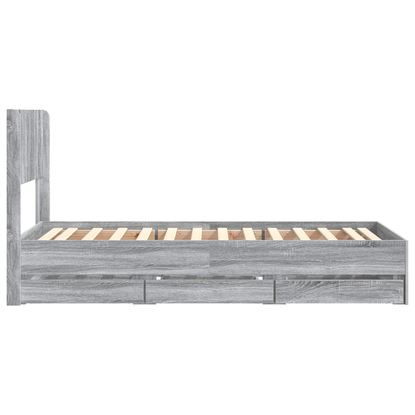 Bed Frame with Storage and Headboard Grey Sonoma 90 x 190 cm