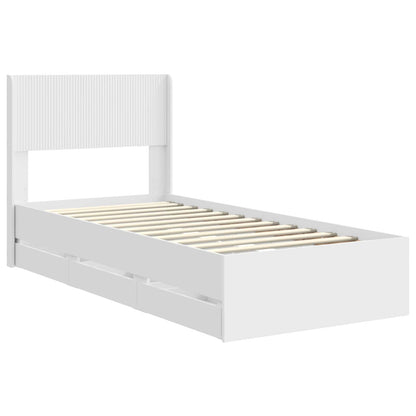 Bed Frame with Storage and Headboard White 75 x 190 cm