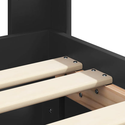 Bed Frame with Storage and Headboard Black 75 x 190 cm