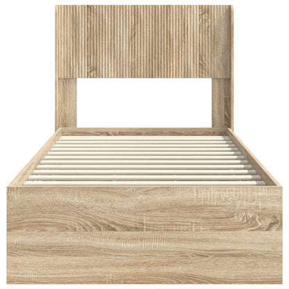 Bed Frame with Storage and Headboard Sonoma Oak 75 x 190 cm