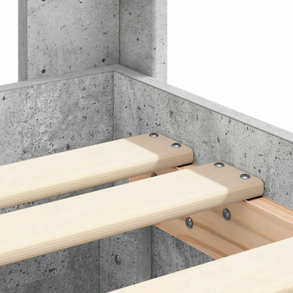 Bed Frame with Storage and Headboard Concrete Grey 75 x 190 cm