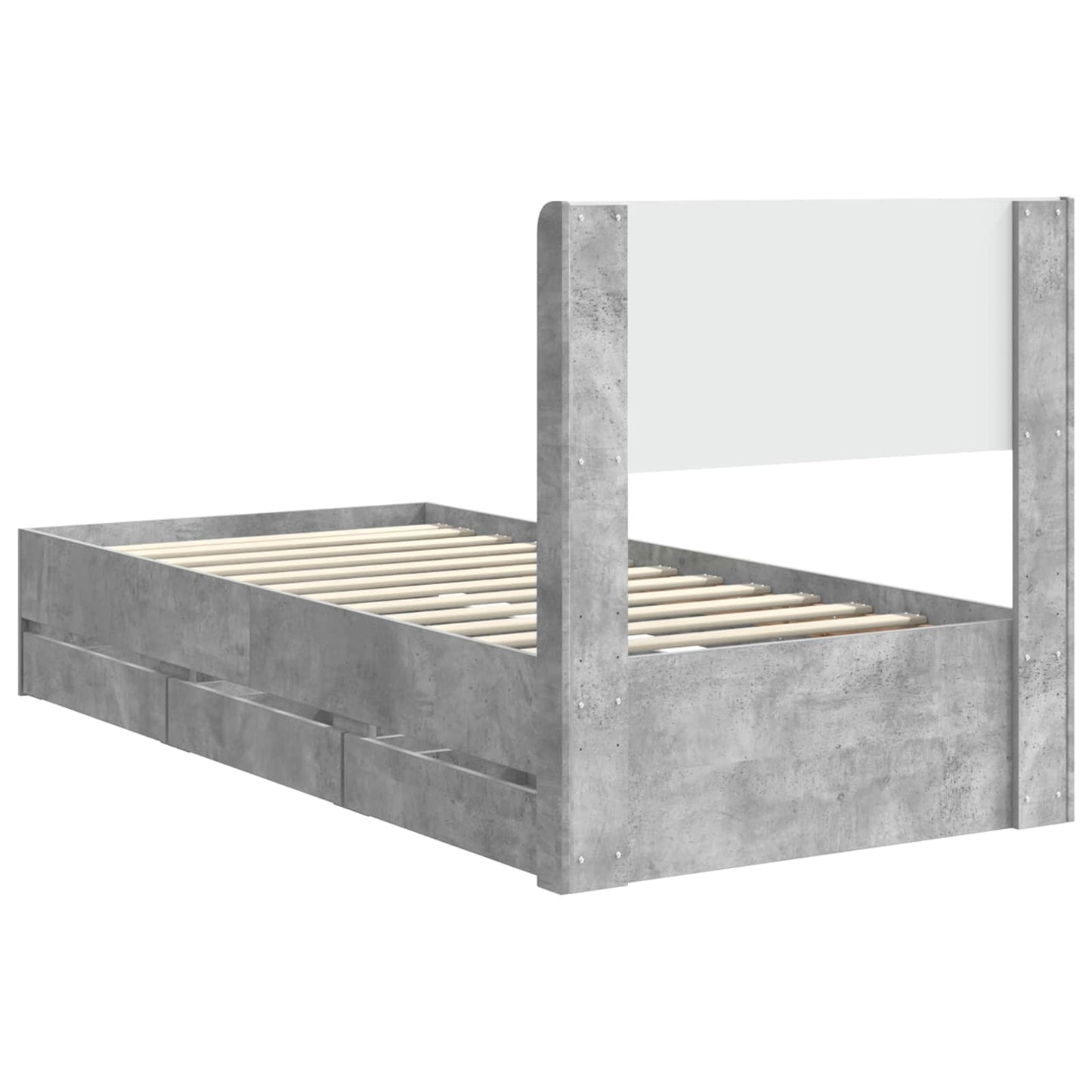 Bed Frame with Storage and Headboard Concrete Grey 75 x 190 cm