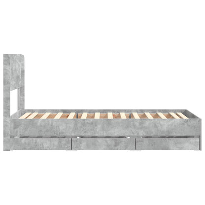 Bed Frame with Storage and Headboard Concrete Grey 75 x 190 cm