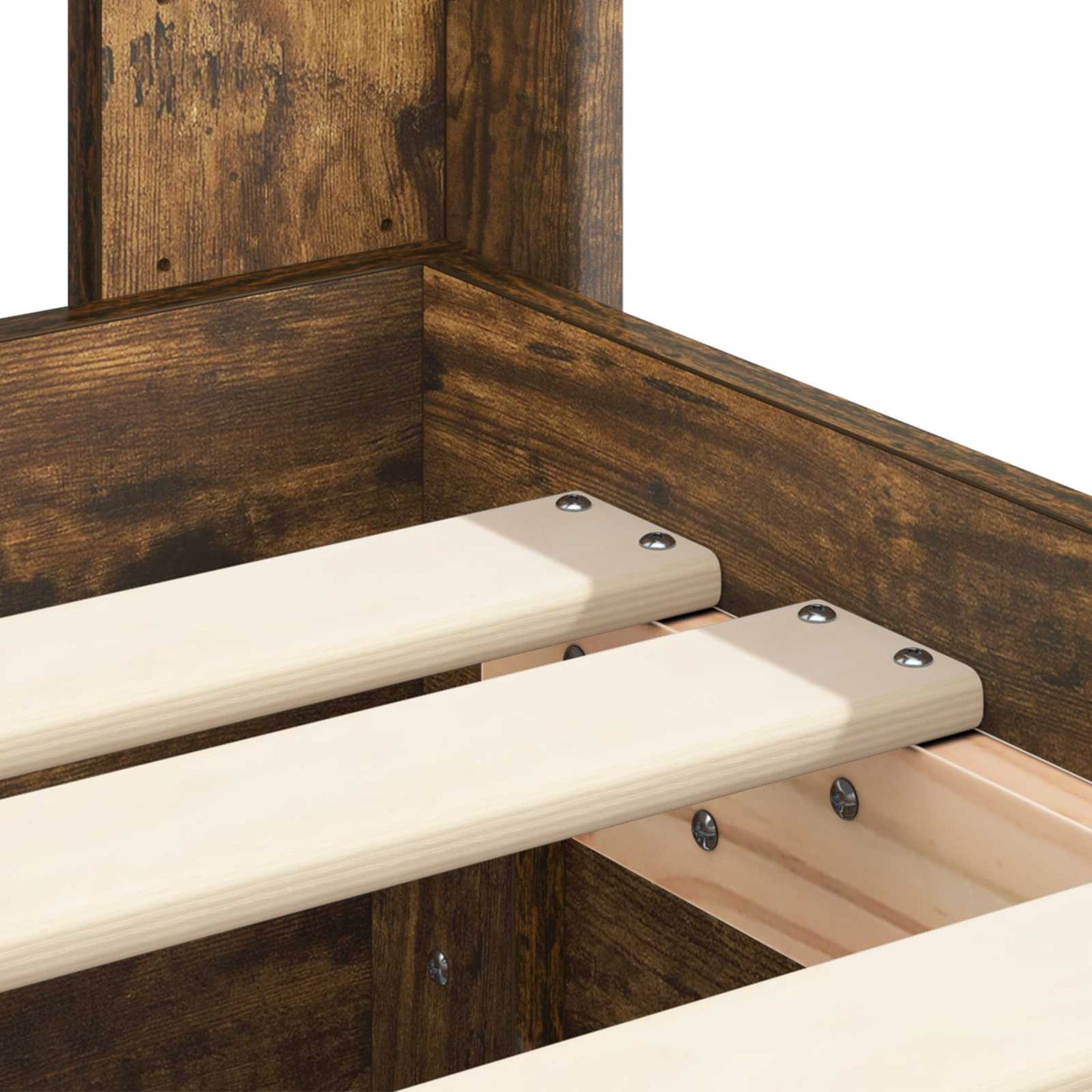 Bed Frame with Storage and Headboard Smoked Oak 75 x 190 cm