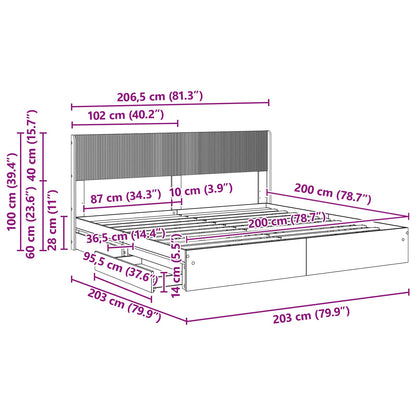 Bed Frame with Storage and Headboard 2 pcs Engineered Wood