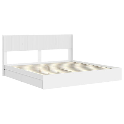 Bed Frame with Storage and Headboard White 180 x 200 cm