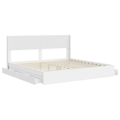 Bed Frame with Storage and Headboard White 180 x 200 cm