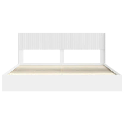 Bed Frame with Storage and Headboard White 180 x 200 cm