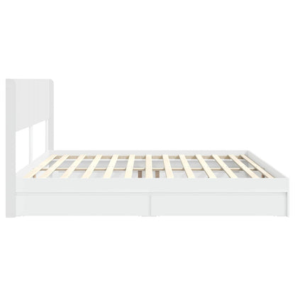 Bed Frame with Storage and Headboard White 180 x 200 cm