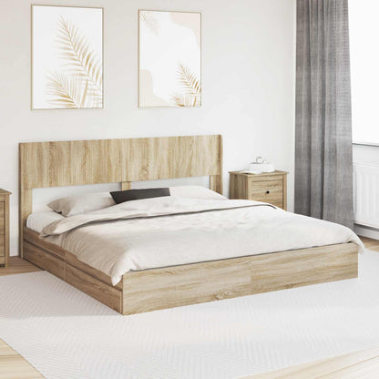 Bed Frame with Storage and Headboard Sonoma Oak 180 x 200 cm