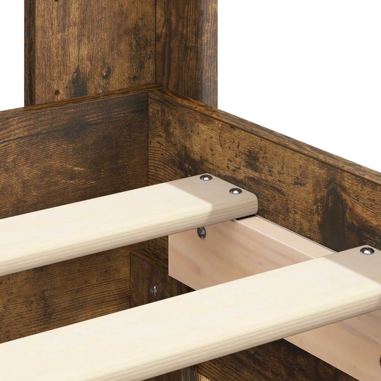 Bed Frame with Storage and Headboard Smoked Oak 180 x 200 cm