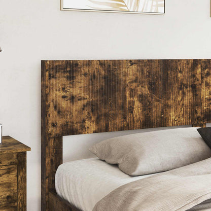 Bed Frame with Storage and Headboard Smoked Oak 180 x 200 cm