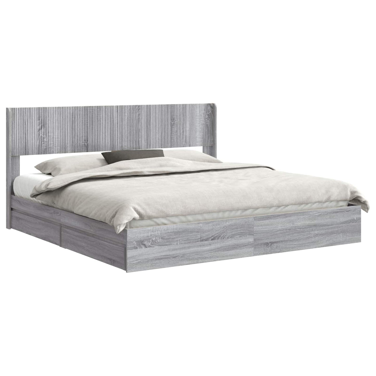 Bed Frame with Storage and Headboard Grey Sonoma 180 x 200 cm