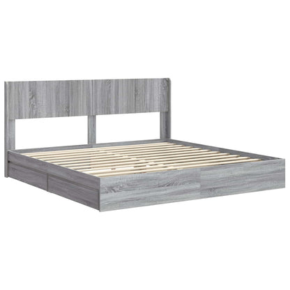 Bed Frame with Storage and Headboard Grey Sonoma 180 x 200 cm
