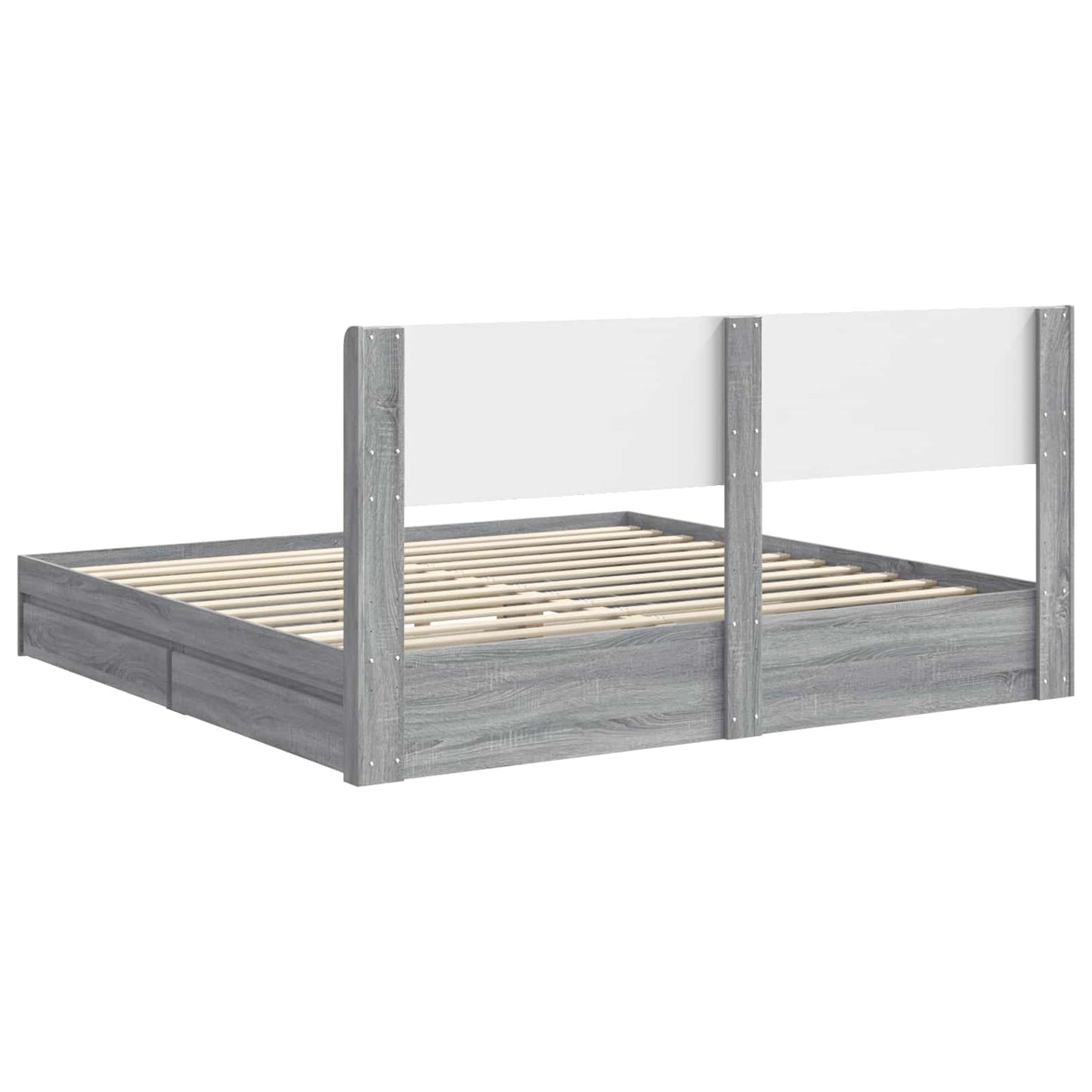 Bed Frame with Storage and Headboard Grey Sonoma 180 x 200 cm