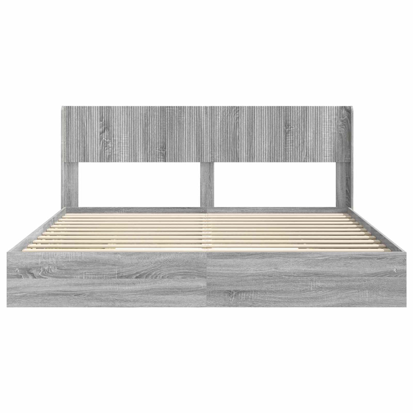 Bed Frame with Storage and Headboard Grey Sonoma 180 x 200 cm