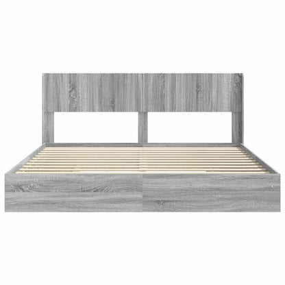 Bed Frame with Storage and Headboard Grey Sonoma 180 x 200 cm