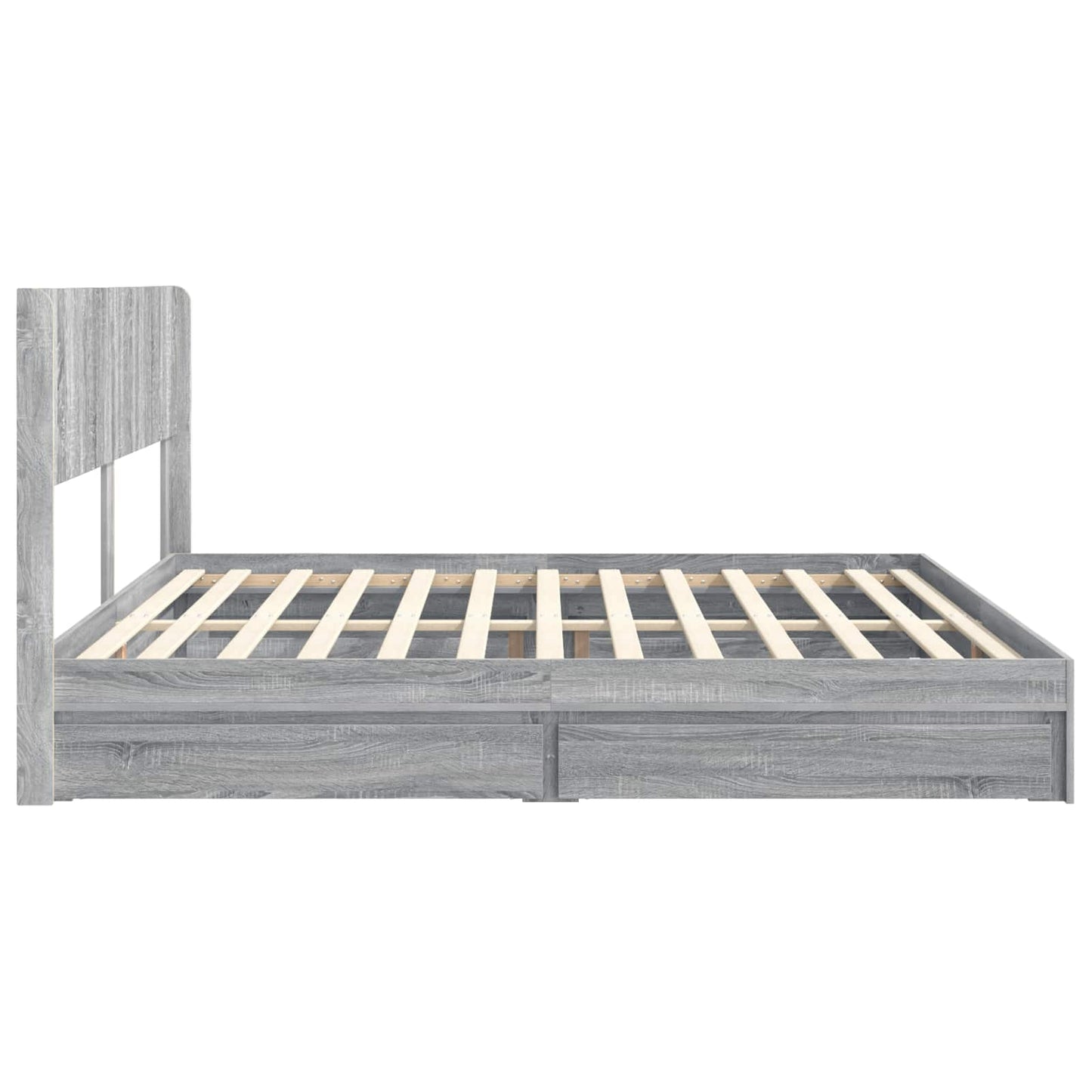 Bed Frame with Storage and Headboard Grey Sonoma 180 x 200 cm