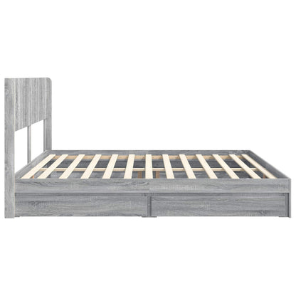Bed Frame with Storage and Headboard Grey Sonoma 180 x 200 cm