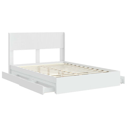 Bed Frame with Storage and Headboard White 160 x 200 cm