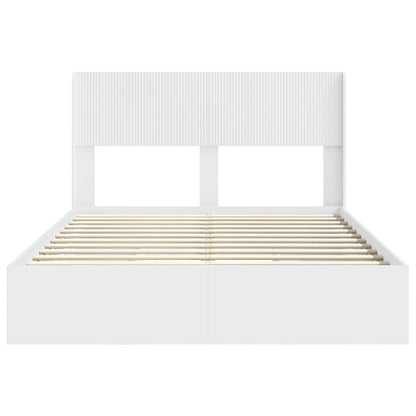Bed Frame with Storage and Headboard White 160 x 200 cm