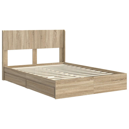 Bed Frame with Storage and Headboard Sonoma Oak 160 x 200 cm